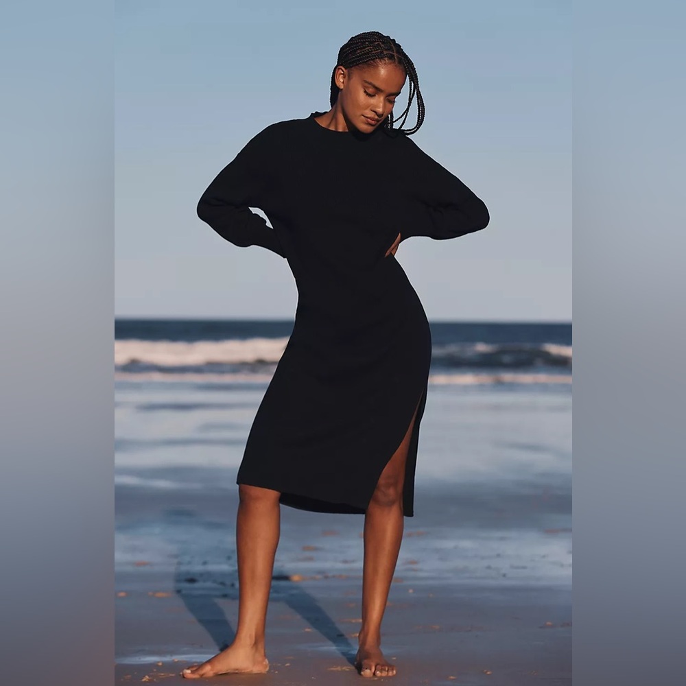 FP Beach Women’s size Large Hatteras Sweater Midi Dress in Black